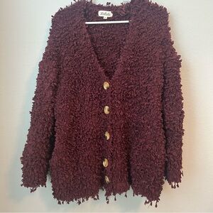Listicle Burgundy Textured Women's Cardigan
